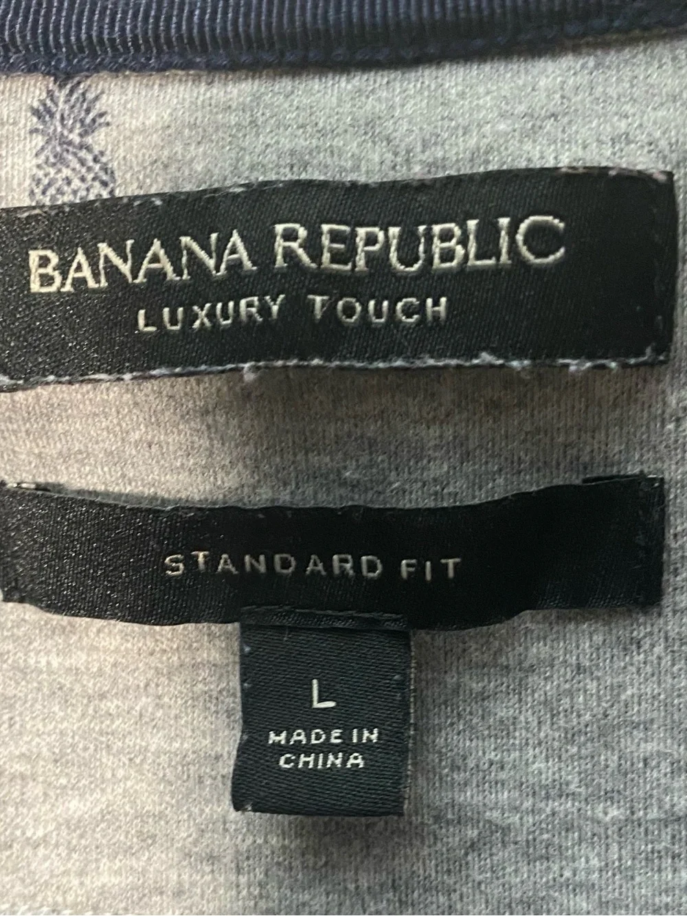 Banana Republic Light Gray Polo with Small Pineapple Motif